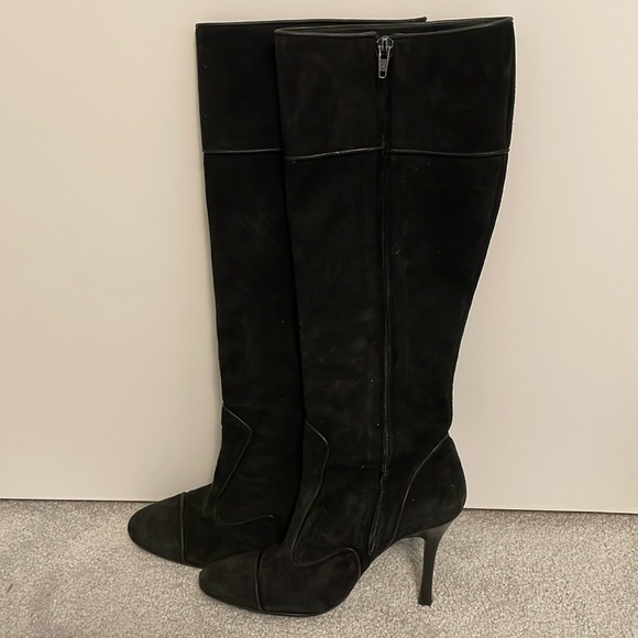 CHER MICHEL KLEIN BLACK SUEDE 29” Boot size 37.5 - Picture 1 of 12
